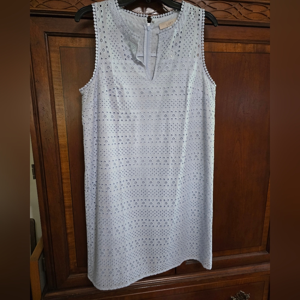 LOFT Light Blue Eyelet Dress